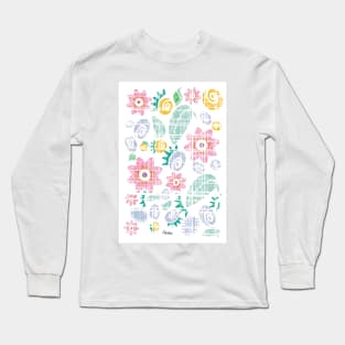 Cleanest White Grunge Floral Long Sleeve T-Shirt